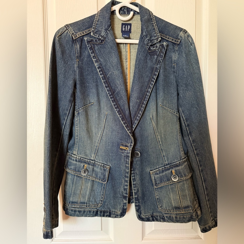 GAP Blue Denim Blazer Jacket Medium